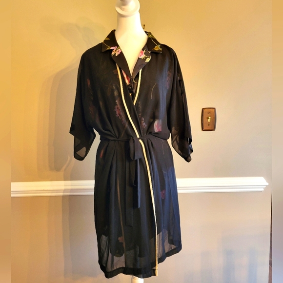 Robe And Nightgown Set, New York & Co Intimates Robe & Floral Gown M - Picture 1 of 5